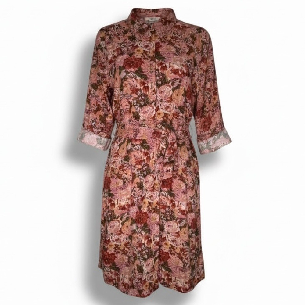 Passports Vintage Floral Corduroy Shirt Dress – Size Large –‎ NWT